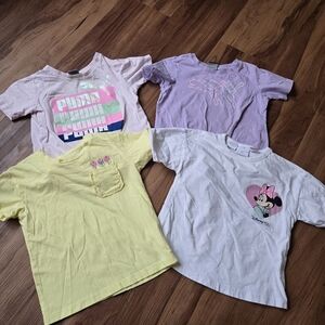 Set of 4 GUC Little Girl Short Sleeve T-shirts Disney, PUMA, yellow